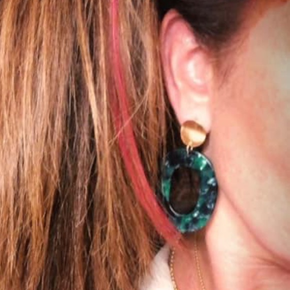 Park Lane Green & Gold Retro Acrylic Earrings - Picture 5 of 9